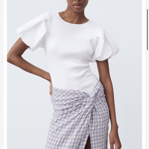 Zara Tops - NWT Zara ballon sleeve white bodysuit size small